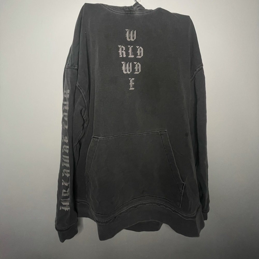 Oversized grey wash graphic hoodie
